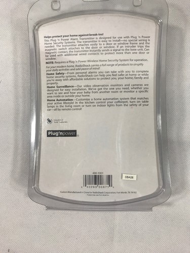 Radio Shack Plug 'n Power Home Safety Alarm Transmitter 49-1001