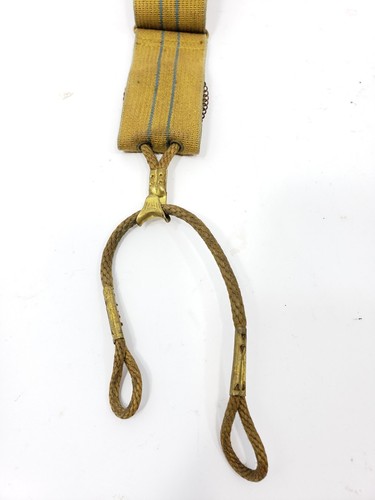 Vintage/Antique ??  Tan & Green Suspenders--(Nu-Way) POLICE Brass Patented