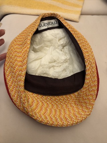 Makins Woven Two Tone Orange Sunset Beret Straw Hat