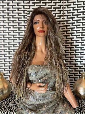 W I G | Ombr&eacute; dark blonde highlights 30&rdquo; messy wavy hairstyle *beach babe