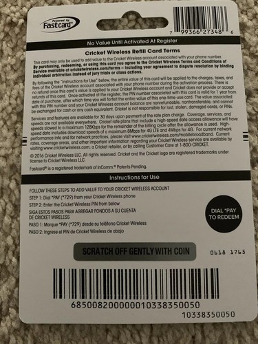 Cricket Wireless $40 Refill Card + Universal Sim Card Activation Kit