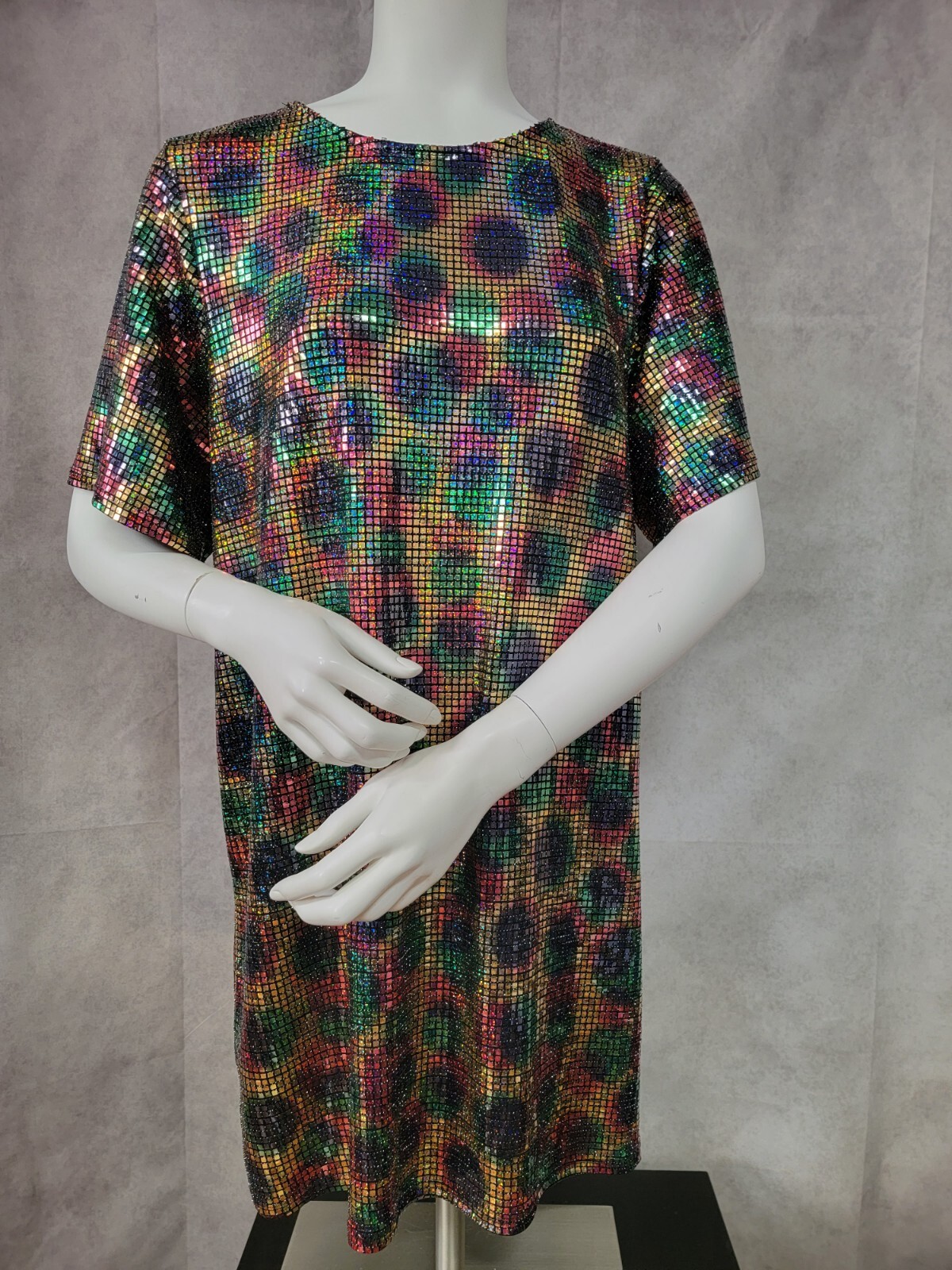 Flounce London Multi Colored Sequin T Tee Shirt Mini Dress Size 12 Ladies