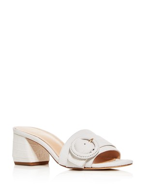 

VIA SPIGA Женские белые кожаные шлепанцы без шнуровки с цветочным принтом под крокодила, 9 м, Белый, G8703L3100