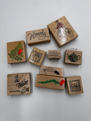 Vintage Wooden Stamps Lot Of 10 Howdy