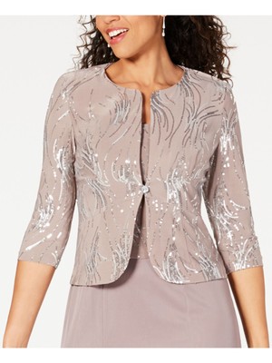 

ALEX EVENINGS Женское Серое Болеро с Открытой Спереди и Рукавом 3/4 Petites, Серый, 296267