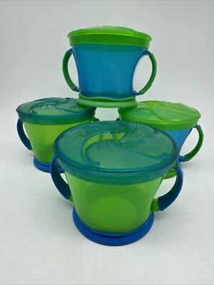 Munchkin Snack Catcher 9 oz. Snack Cups Lot of 4 Blue Green