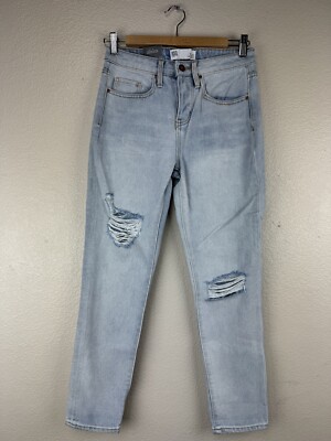 RSQ Jeans Boyfriend Blue Denim Button Fly Pockets Distressed Women 00/w23