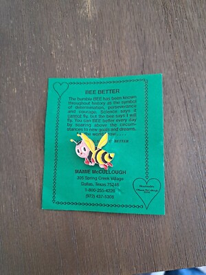 Happy bumble bee brooch pin I am living to  Bee'' Better 1994 new