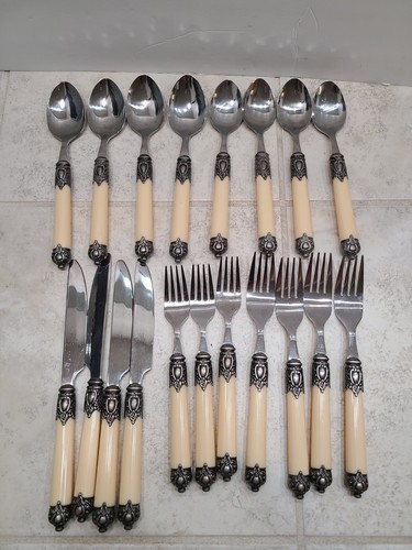 Silver Tone Plastic Ornament 19 Pieces