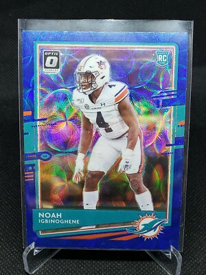 2020 Panini Donruss Optic Noah Igbinoghene Blue Scope Prizm RC Dolphins 2