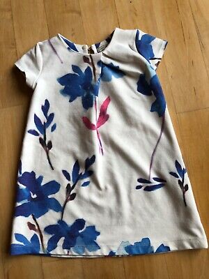 Zara girls dress 3 / 4 soft collection ivory with floral short sleeve poly blend