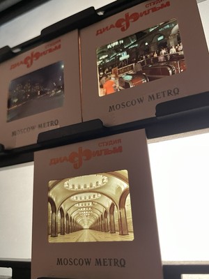 Vintage 1982 35mm Film Slide Lot USSR Moscow Metro - Train Station Mayakovskaya