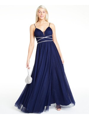 SAY YES TO THE PROM Womens Spaghetti Strap Full-Length Formal Fit + Flare Dress