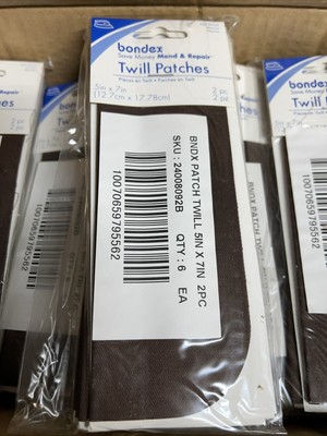 BONDEX 6 PIECES BROWN TWILL 5'' x 7'' IRON ON MENDING PATCHES, NO SEW, REPAIR