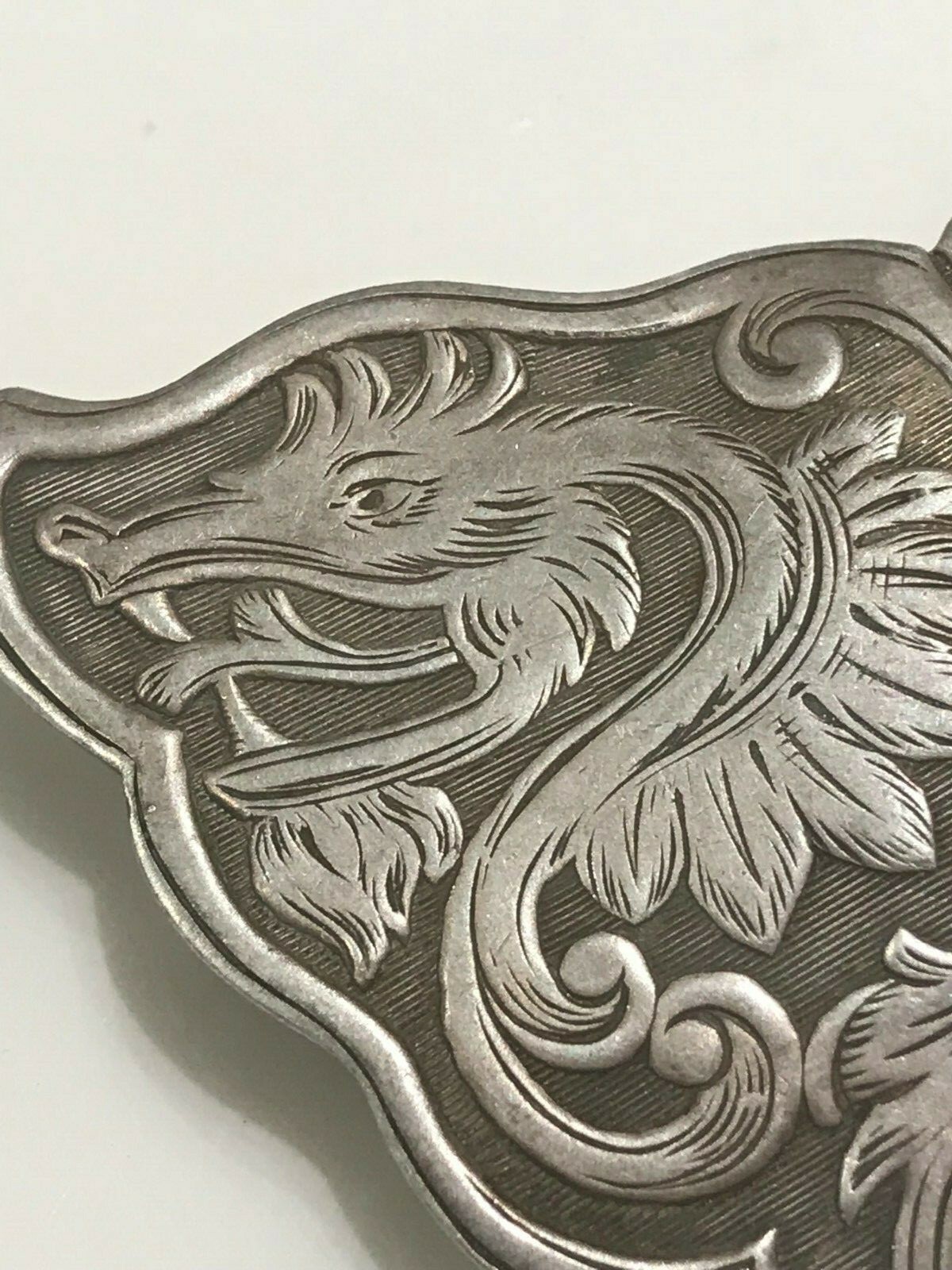 Rare Victorian Chinese Silver Double Dragon Brooch