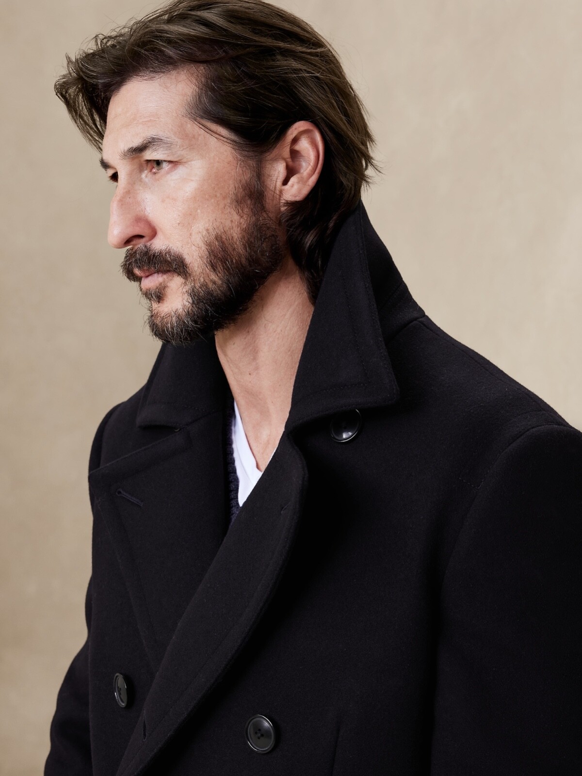 Pre-owned Banana Republic Italian Melton Peacoat L Large | Dark Navy Coat 810989 In Blue