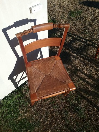 Antique Henkel & Harris Wooden Chairs Woven Rush Seats 1957