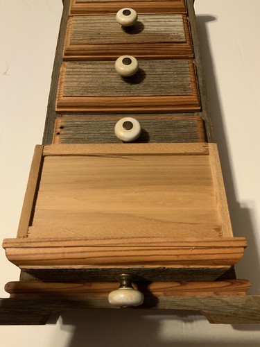 5 Drawer Curio Whatnot Cabinet Wooden Chest Spice Box Farmhouse Shelf 18 x 8x3.5