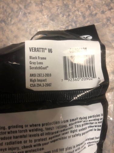 Encon Wraparound Veratti V6 Safety Glasses Gray Lens Black Frame Pack of 1