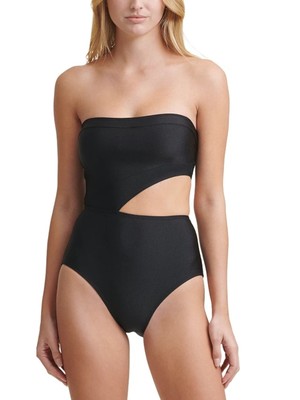 

DKNY Женский черный эластичный цельный купальник-бандо со съемными чашками и вырезами
