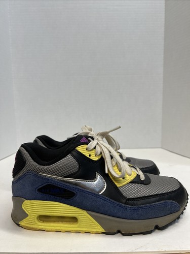Size 7 Nike Air Max 90 Grey Black Blue Volt 325213-025 | eBay