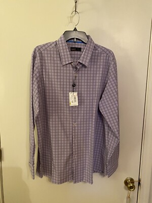 Quieti Performance Long Sleeve Button Up Shirt Men's Size XL Plaid NWT $115