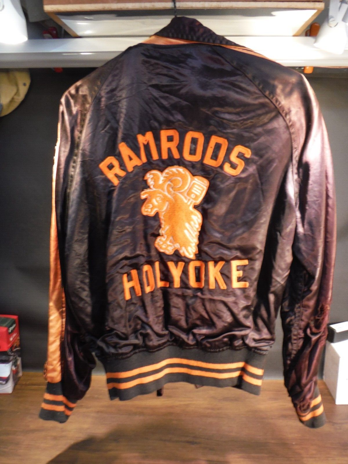 Vintage 50s satin Car Club Jacket - Holyoke RamRods - Hot Vintage 50s satin Car Club Jacket - Holyoke RamRods - Hot