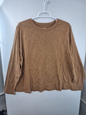 Old Navy Plus 2X Acacia Brown EveryWear Slub-Knit Long-Sleeved T-Shirt NWT