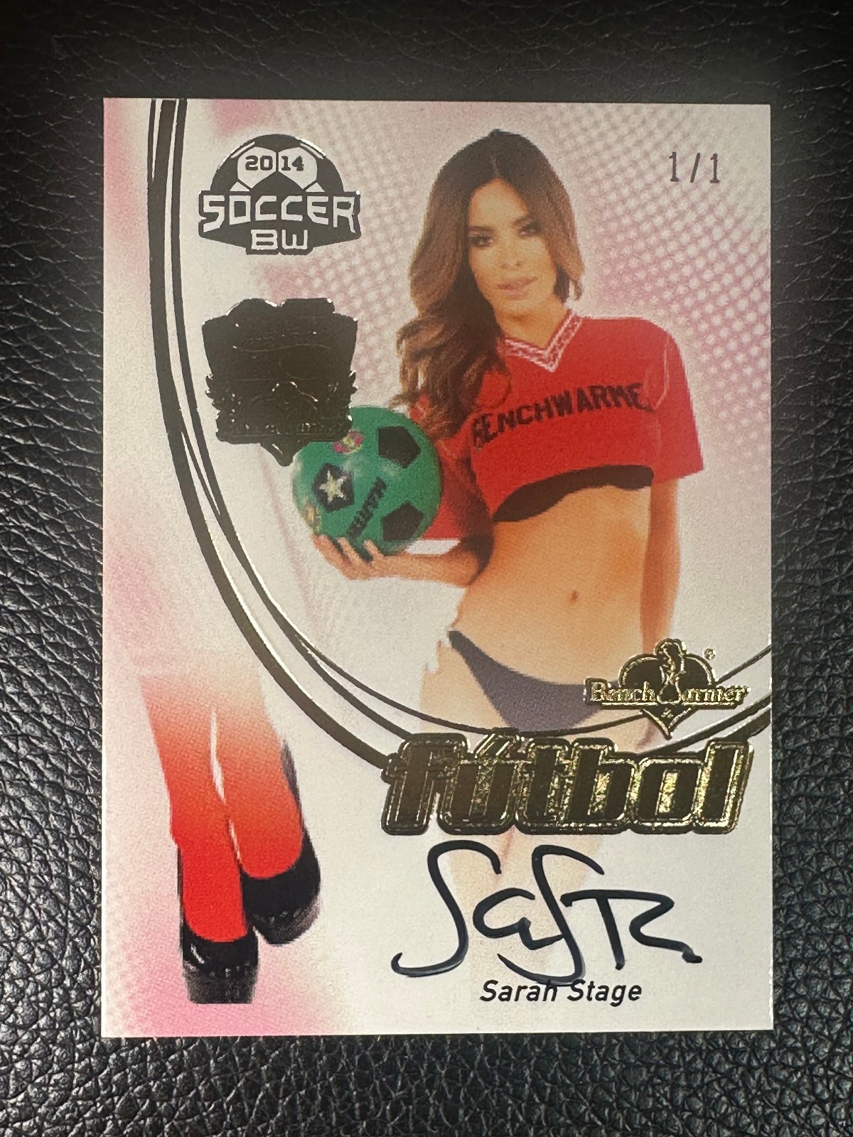 2014 Bench Warmer Futbol Gold Foil Sarah Stage 1/1 Auto Autograph
