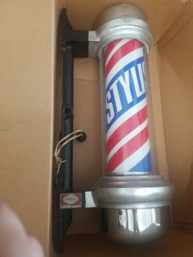 Rare Marvy Vintage #55 Barber Pole 1950s with Lights 27 Inch Rare Marvy Vintage #55 Barber Pole 1950s with Lights 27 Inch