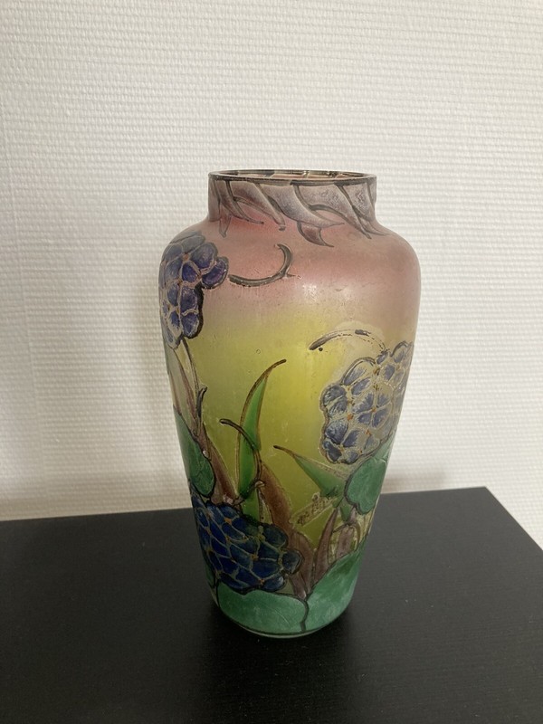 Vase Signé Gauthier Vintage As Gallé Luneville Art Nouveau