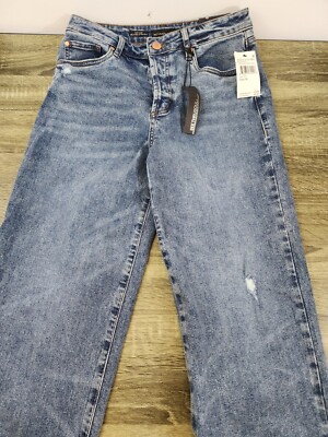 SEE TRU SOUL High Rise Relaxed Straight Jeans Women's 29x30.5 Distressed NWT