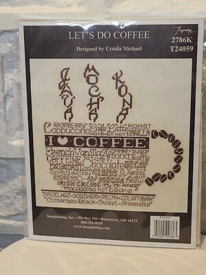 LET'S DO COFFEE-Kitchen Mocha-Words-Coffee Beans Counted Cross Stitch Pattern