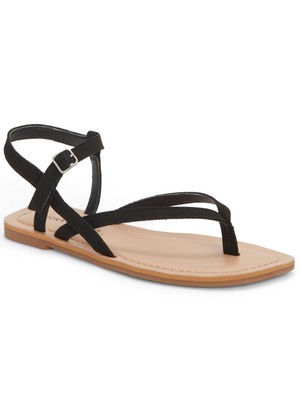 LUCKY BRAND Womens Black Strappy Bylee Square Toe Leather Thong Sandals 5.5 M