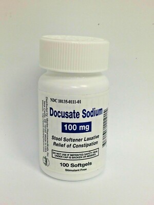 Docusate Sodium (generic Colace) 100mg Stool Softener 100ct Exp July 2025(07/25)