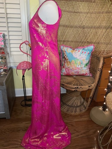 Pre-owned Lilly Pulitzer Franconia Maxi Dress Magenta Paisley Chiffon ? Size 2 ? In Purple