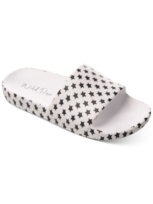 

WILD PAIR Женские белые сандалии без шлепанцов с белыми звездами 1 Платформа Slyde, Белый, 10012005200