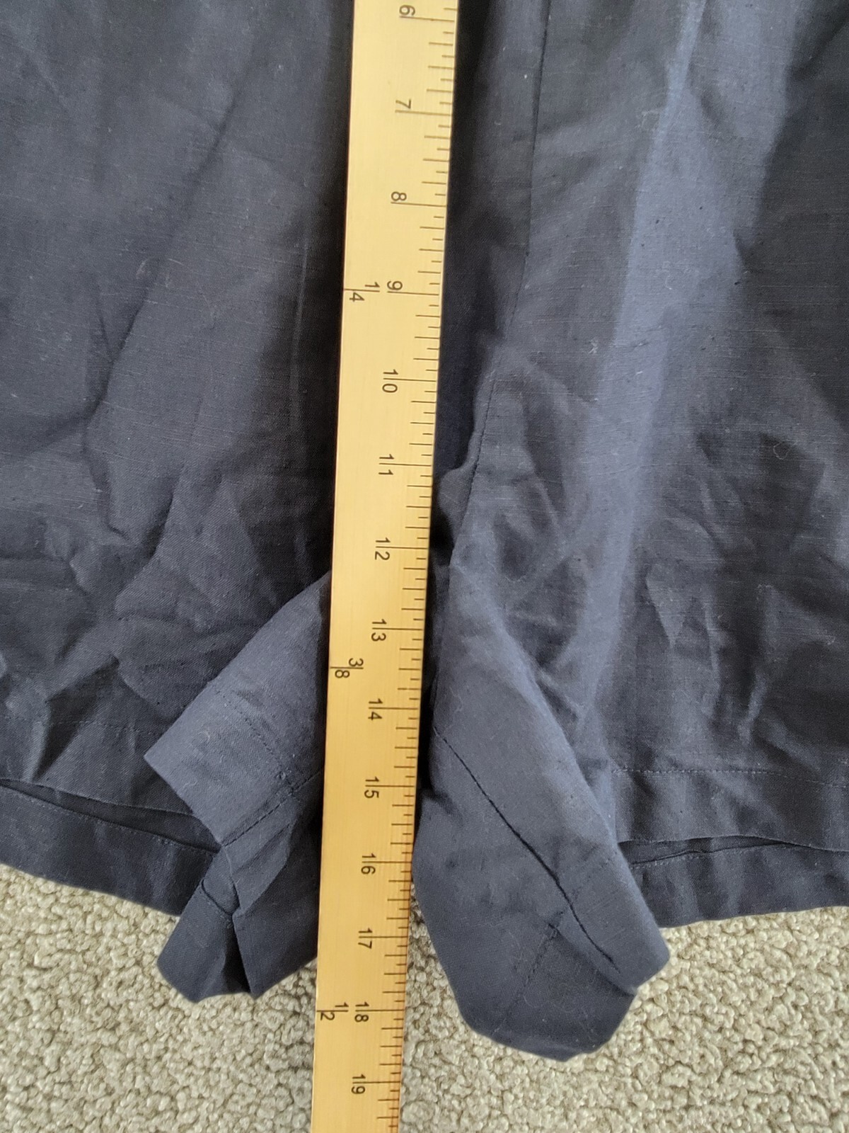 Aqua Linen Blend Mini Pleated Casual Short Women's L Navy Drawstring Pull On~ - Picture 8 of 16