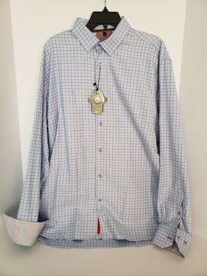 VISCONTI BLACK L/S MEN'S LITE BLUE DRESS SHIRT SIZE XL BUTTON DOWN NWT $125