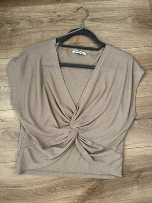 zara ruched top brown