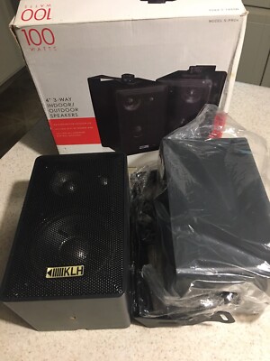 KLH 100 Watt S-Pro4 Speakers. 4  3 Way Indoor Outdoor. New Open Box