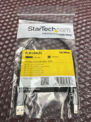 New STARTECH.COM USB2HAB1 1Ft USB 2.0 A to B Cble -M/M