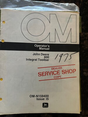 JOHN DEERE 800 Integral Toolbar Operator  Manual + 88,110,132 Three Roller Belt