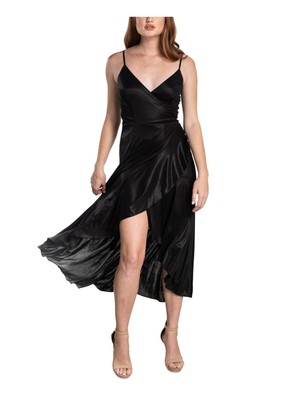 

DRESS THE POPULATION Женское черное платье миди с запахом и регулируемыми бретелями  XS, Черный