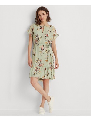 

RALPH LAUREN Женское зеленое платье прямого кроя с поясом на подкладке и коротким рукавом RALPH LAUREN, Зеленый