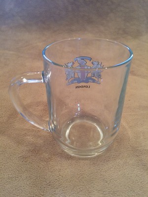 Vintage~Mug~Stein~Glass~London Crest~No Chips~Heavy~Red~White~Blue~Decor~USE