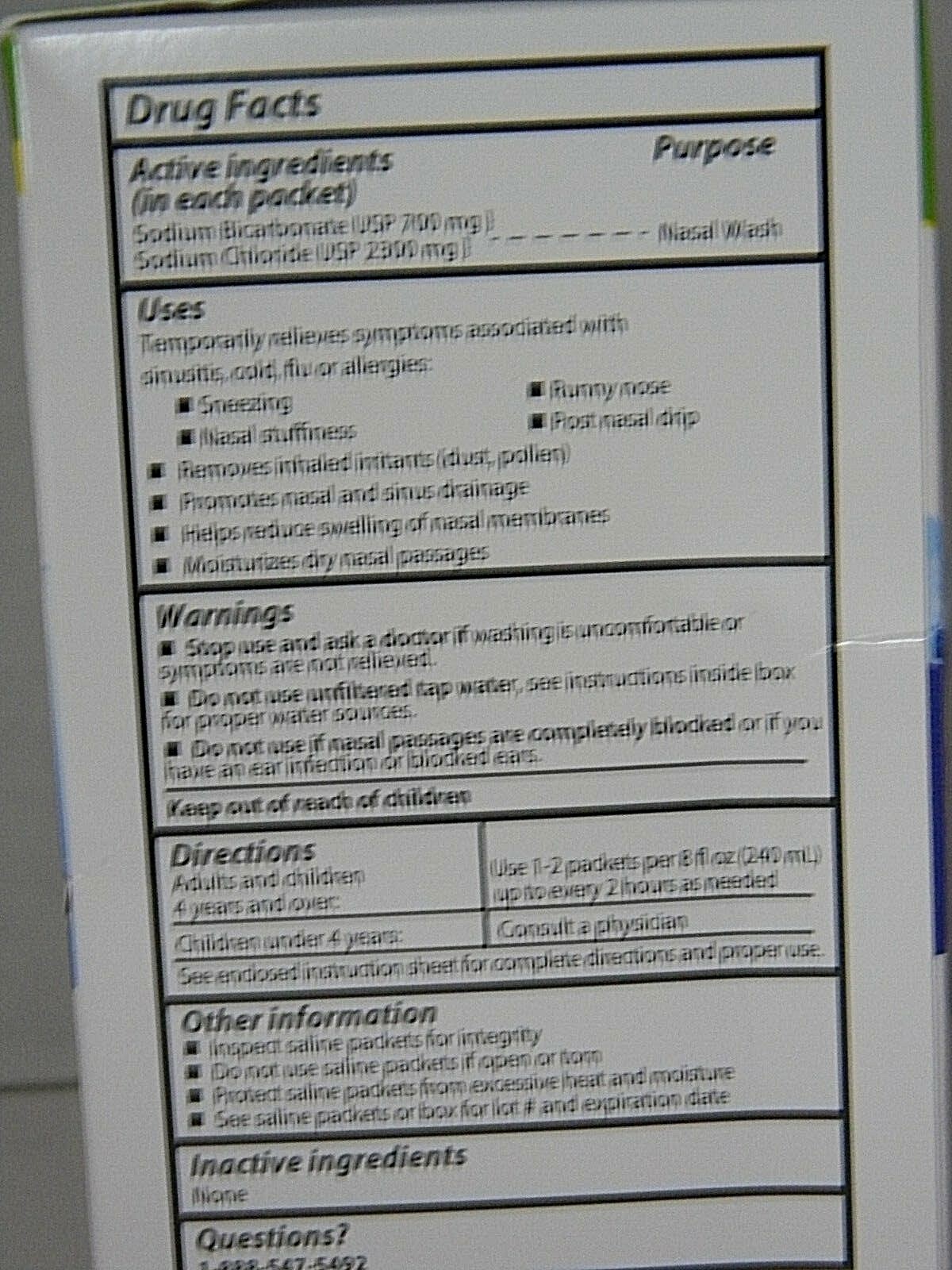 SinuCleanse All-Natural Saline Packets.1 oz each 60 Packets per Box Exp 1/2021