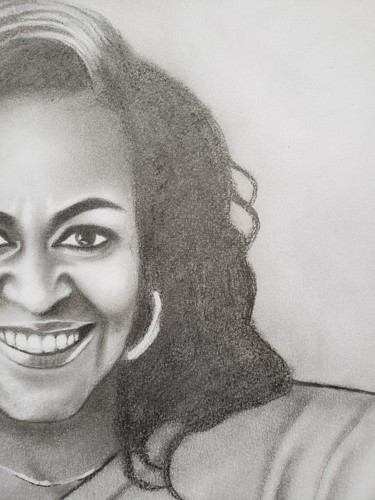 MICHELLE OBAMA PENCIL PORTRAIT DRAWING ON CANSON PAPER