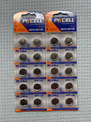 20 x AG10 V10GA 389 E390 SR54 SG10 LR130 G10A 0%Hg ALKALINE CALCULATOR BATTERY