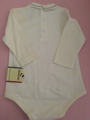 Absorba Baby Boy Embrodiered Collared White Bodysuit Size 9 Months NWT